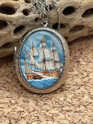 Collar medallón recuerdo boda marinero barco pirata playa náutica foto plata Foto 1 de 4