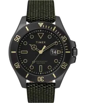 Timex Harborside TW2U81900 Coast Black Dial Fabric Strap 100m Luminous Watch NEW - Image 1 of 4