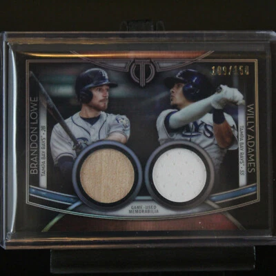 2020 TOPPS TRIBUTE BRANDON LOWE / WILLY ADAMES BAT JERSEY RELIC CARD 109/150 - Image 1 of 2