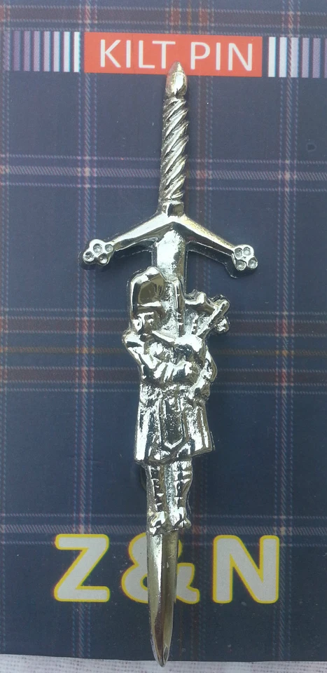 Z & N Scottish Highland Bagpipes Sporran Kilt Pin High Chrome Finish