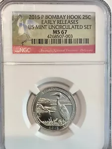 2015 P Quarter Bombay Hook  MS67 NGC - Picture 1 of 2