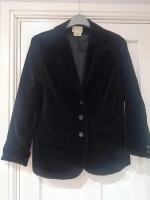 Vintage 1960’s black Velvet Jacket 100% Cotton by Butterfly For Prestige size 14 - Image 1 of 4