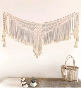 Macramé Grande Colgante de Pared Boho Tapiz Cortina Flecos Tejido Bohemio Pared D... - Imagen 1 de 7