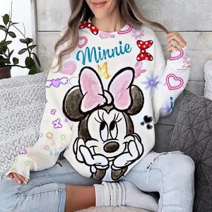 Disney Minnie Mouse Pastellmuster Y2K Harajuku Rundhals Langarm Sweatshirt - Bild 1 von 7