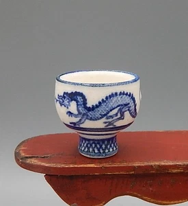 Vintage OOAK James Clark Ceramic Dragon Bowl Artisan Dollhouse Miniature 1:12 - Picture 1 of 12