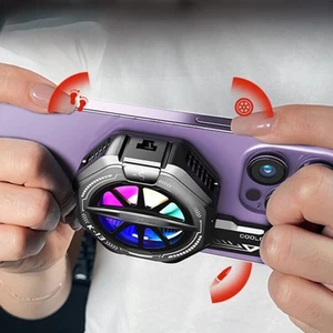 Mobiler Lüfter mit RGB-Beleuchtung und Echtzeit-Temperaturanzeige für Gamer - Zdjęcie 1 z 12