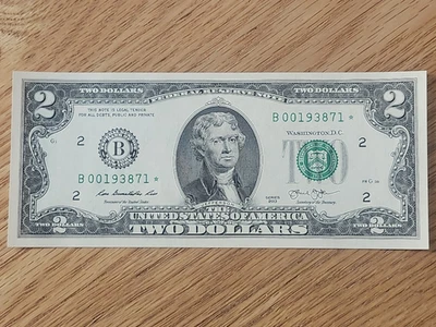 2013 $2 NEW YORK District UNC/GEM STAR NOTE B00193871* 2 OF 3 CONS SERIAL NUMBER - Image 1 of 4