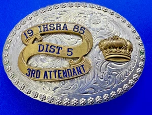 IHRSA 85 District 5 Attendant Ranch Horse Rodeo Crown Trophy Belt Buckle by Wage - Picture 1 of 22