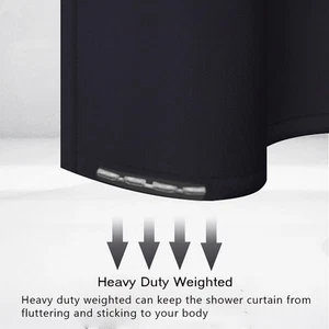Black Fabric Shower Curtain 72 x 72, Waterproof Shower Liner for Bathroom, wi... - Picture 1 of 12