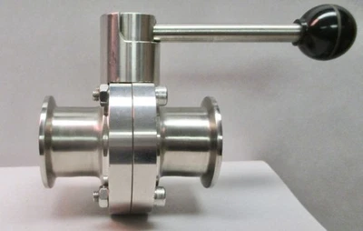 1.5"  316L SS LBK SANITARY TRI CLAMP BUTTERFLY VALVE - Image 1 of 2