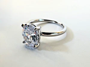 Anillo de compromiso de plata 925 con gema estilo diamante ovalado único talla 6 - Imagen 1 de 14