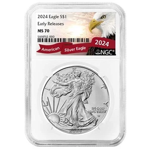 2024 $1 1-oz American Silver Eagle NGC MS70 ER Exclusive Eagle Label - Picture 1 of 2