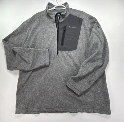 Eddie Bauer Ascent 1/4 Zip Men's XLT Tall Long Sleeve Gray Fleece Sweatshirt - Image 1 of 4