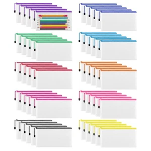 Confezione da 50 Astuccio Portamatite, 9,5 x 4,5 Piccolo Sacchetto Portamatite a Rete Trasparente con Cerniera... - Foto 1 di 7