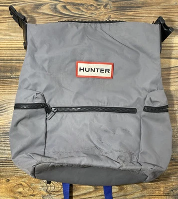 Hunter Original Top Clip Estilo Paracaídas Gris Mochila Impermeable Correas Azules Foto 1 de 4