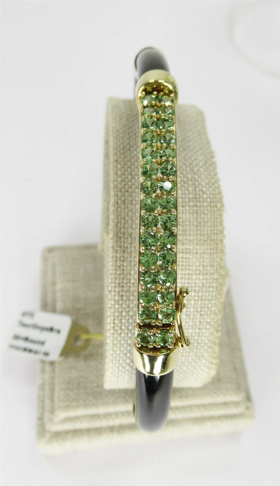 Impresionante Brazalete Brazalete con Bisagras Turmalina Ónix y Oro Amarillo 14K Heng Ngai HN Foto 1 de 4