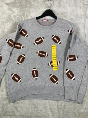 Suéter Pullover Vince Camuto Mujer Gris Medio Algodón Día del Juego Cuello Redondo Nuevo con Etiquetas Foto 1 de 4