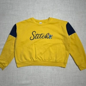 Disney Stitch Graphic Sweatshirt Gold Blue Long Sleeve Pullover Teen XXL (19) - Picture 1 of 7
