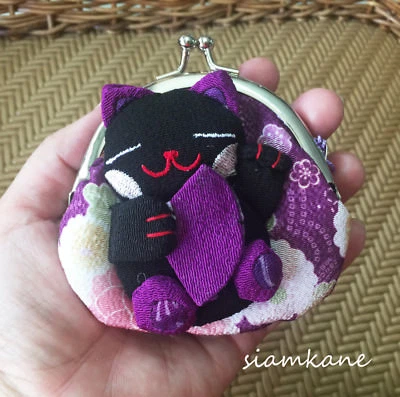 Monedero japonés kimono seda de Siamkane Lucky Cat Maneki Neko 8 patrones Foto 1 de 4