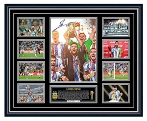 LIONEL MESSI 2022 WORLD CUP ARGENTINA CHAMPIONS SIGNED FRAMED LE MEMORABILIA - Picture 1 of 5