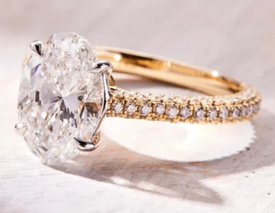 2.60Ct Oval Cut Lab Grown/CVD Diamond Anniversay Gift Ring 14k Multi Tone Gold - Image 1 of 4