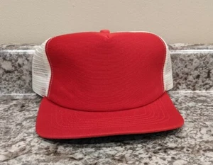 Vintage 2 color white red 80s New Era Snapback Mesh Trucker Hat NOS deadstock - Picture 1 of 3