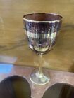 vintage mid century modern Italian murano glass chalice goblet gold & jewelded