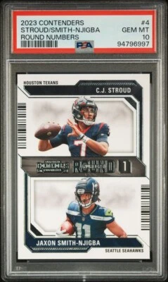 2023 NFL Contenders Cj Stroud Jaxon Smith-Njigba Round Numbers #4 Texans OSU - Image 1 of 3