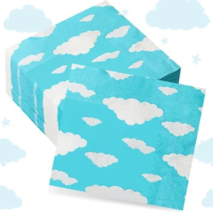 100 Pcs Blue Sky Clouds Napkins Sky Print Party Napkins Disposable Napkins Carto - Picture 1 of 7