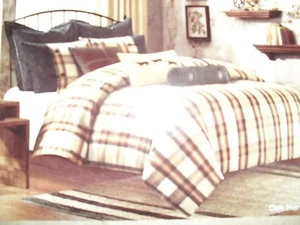 WOOLRICH OAK HARBOR BEIGE PLAID KING/QUEEN 9/8 PIECE COMFORTER SET - Picture 1 of 9