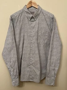 Naked & Famous Shirt Men's XL Cotton Long Sleeve Button Up Black White Floral - Picture 1 of 10