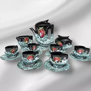 Vintage Rare Vallauris Brutalist Fat Lava Volcano Ceramic Coffee Set 1950s new - Picture 1 of 19