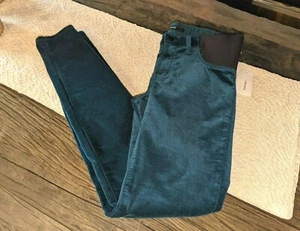 NWT $198 J BRAND SIZE 27 MAMA J EMERALD VELVETEEN SUPER SKINNY JEANS MATERNITY - Picture 1 of 9