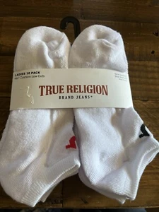 True Religion Damas 10 Pk Medio Cojín Corte Bajo Calcetines Feliz Herradura Logo - Imagen 1 de 7