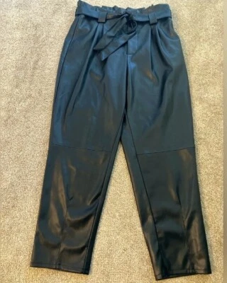 Rachel Zoe Black Faux Leather Tie Front Pull On Pants Size Large - Image 1 of 4