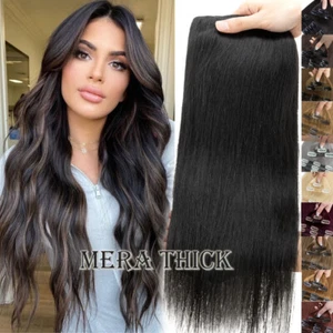 Glatt Doppelt Tressen Clip In Remy Echthaar Extensions Haarverlängerung DICK Icy - Bild 1 von 48