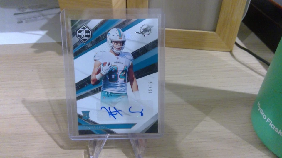 2021 Panini Limited Hunter Long Rookie Auto /75 Miami Dolphins RC Autograph - Image 1 of 2