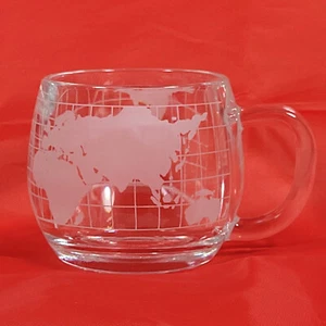Vintage Nestle Kaffeetasse Weltkarte Ätzglas KLARGLAS - Bild 1 von 17