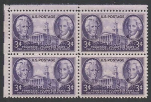 Unused US Postage Block 3 Cent Stamps Tennessee Volunteer State 150th Anniversar - Picture 1 of 2
