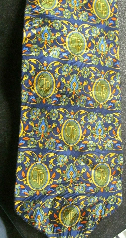 * (2)Inspire Silk Ties 58 英寸长 4 英寸宽蓝色/绿色/金色花卉和蓝色/金色 — 第 1/4 张图片