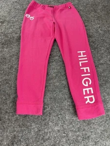 Tommy Hilfiger Sweatpants Girls 16 XL Pink Joggers Logo Tapered Pull On N204 - Picture 1 of 12