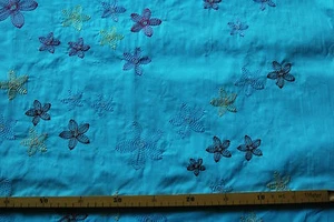 Tela Algodón (19€/m²) 0,3m Bordado Colores Flores Hojas 1,45m Ancho - Imagen 1 de 3