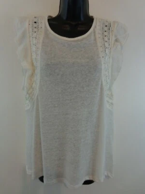 Blusa Top Jessica Simpson Mujer Volantes Sin Mangas Talla Mediana Marfil Nueva Con Etiquetas Foto 1 de 4