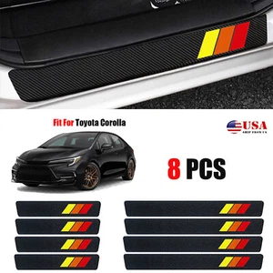 8X For Toyota Corolla Carbon Fiber Door Sill Plate Cover Protector Sticker N9 - Picture 1 of 12