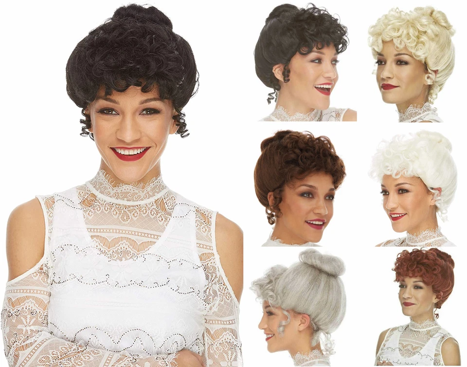 1900 GIBSON GIRL COSTUME WIG UPSWEEP VICTORIAN LADY CURLY BUN OLD WEST SALOON  - Image 1 of 1