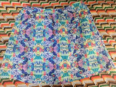 VICTORIA'S SECRET Blue Green Pink Neon Boho Palm Tree Hawaiian Skirt Mini sz 10 - Image 1 of 4