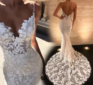 Boho Wedding Dresses,Mermaid Bridal Dress,Backless Lace wedding gown,custom gown - Picture 1 of 6