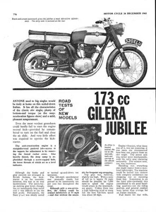 1963 GILERA 'Jubilee' 173cc Motor Cycle Vintage Original Magazine Report Cutting - Picture 1 of 1