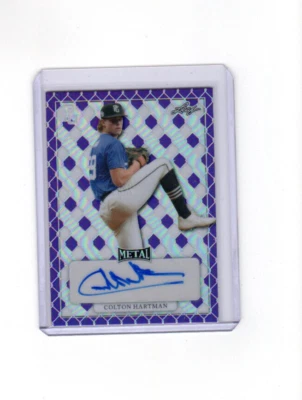 2022 Leaf Perfect Game Showcase Autographs Purple Colton Hartman Auto 6/7 - Image 1 of 2