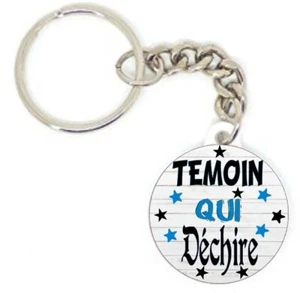 Porte clé badge TÉMOIN QUI DÉCHIRE MARIÉ MARIÉE cadeaux MARIAGE étoile BLEU - Imagen 1 de 1